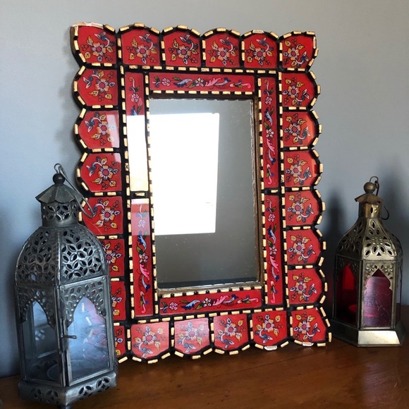 Vintage Other - Antique Russian Painted Glass Mirror